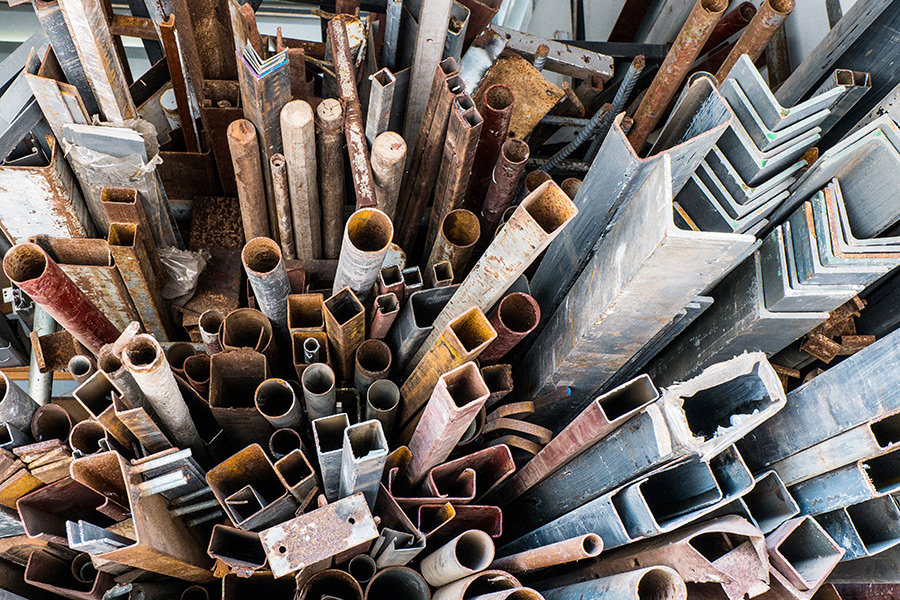 Scrap metal recycling piled up